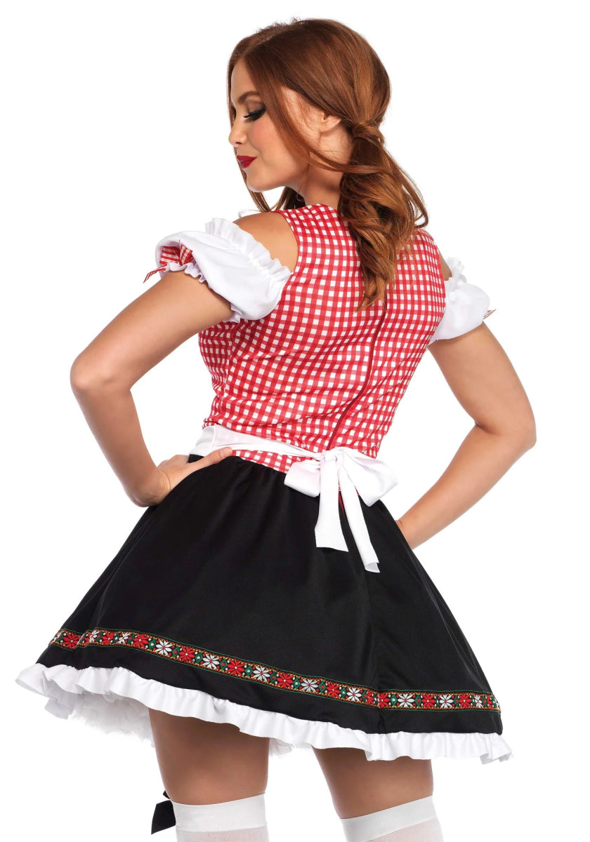 Rood Zwarte Dirndl Jurk Oktoberfest Dames Leg Avenue