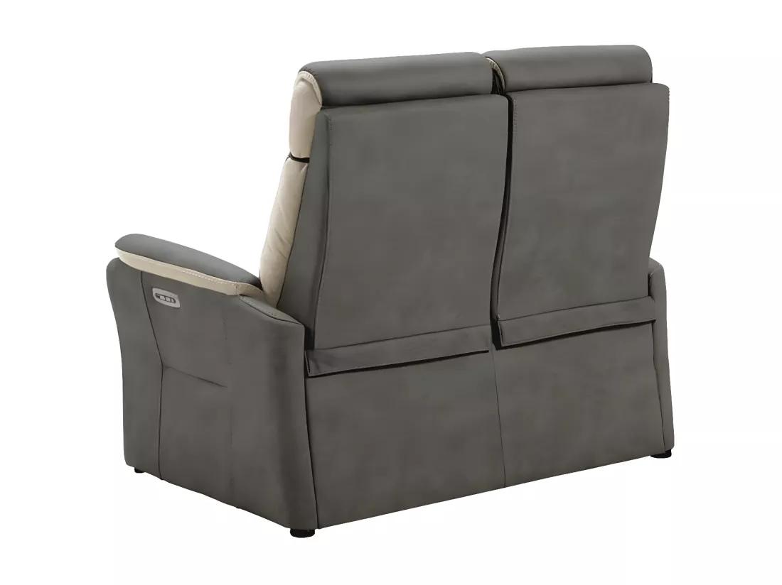 Canapé de relaxation électrique en nubuck Kondort-Couleur Gris foncé-2 places fixe