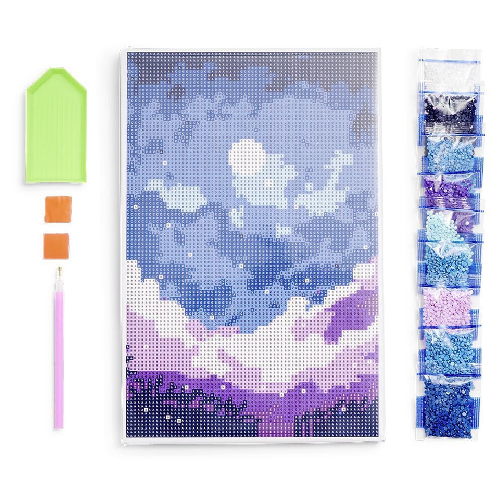 Kit créatif 13 pièces broderie diamants 21x29,7cm 3 modèles
