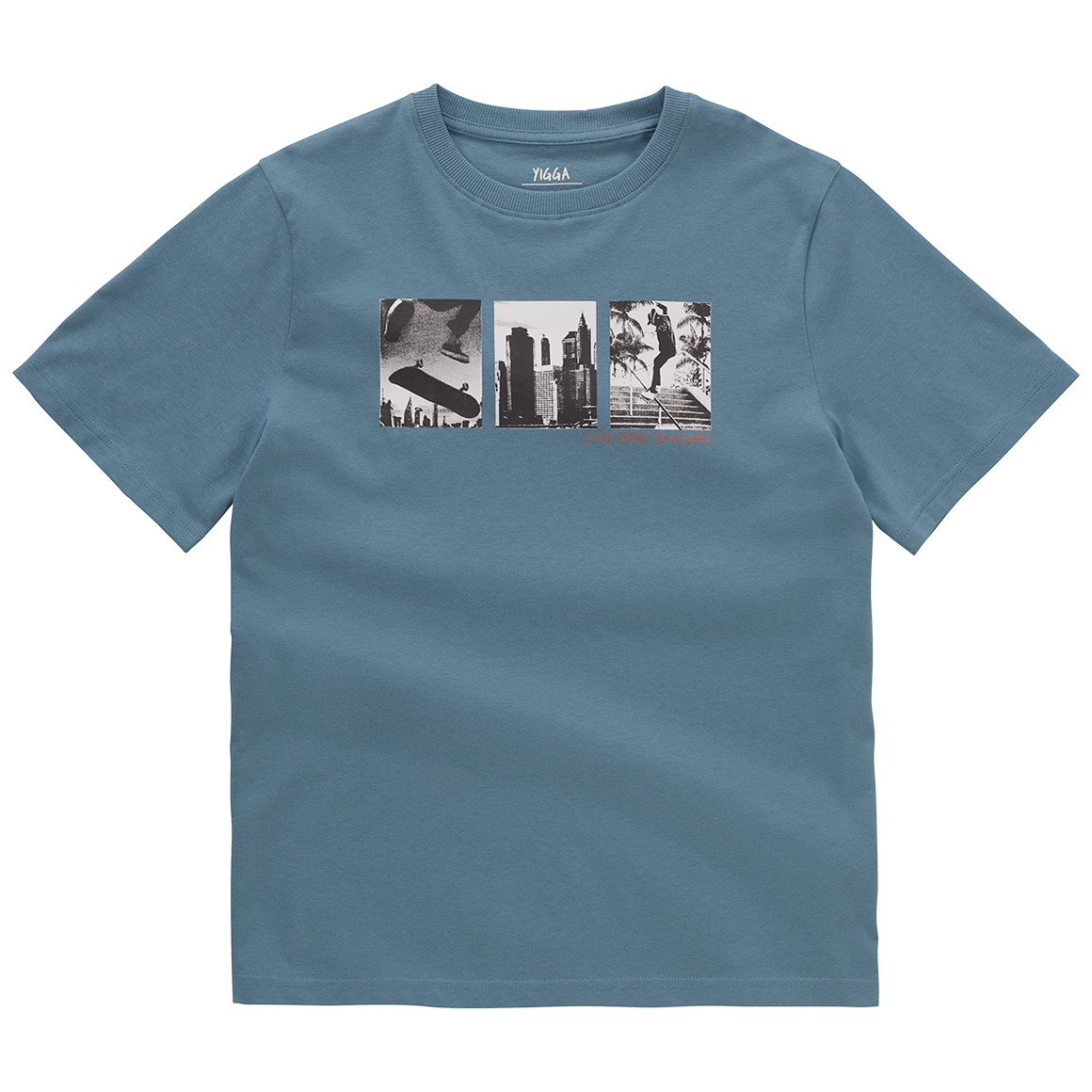 Yigga Jungen T-Shirt mit Skateboard-Print petrolblau
