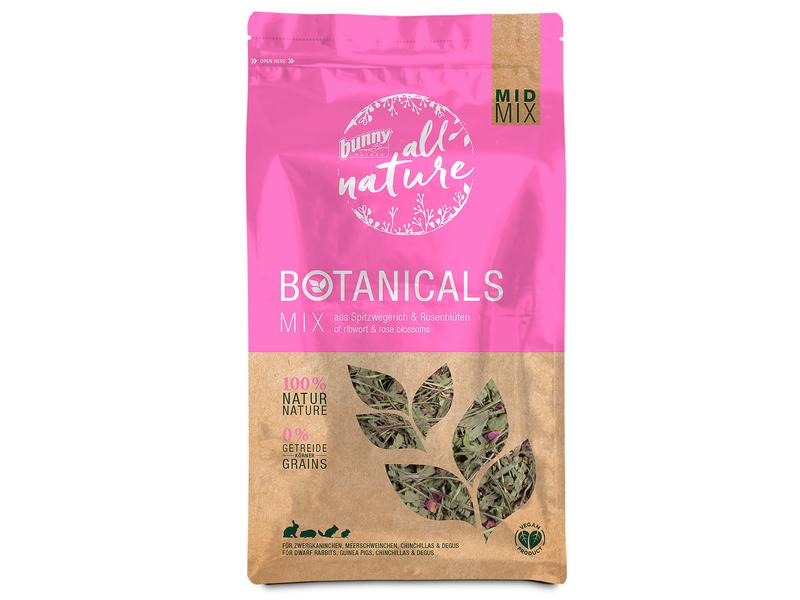 Bunny Nature All Nature Botanicals Mix Spitzwegerich & Rose Ergänzungsfuttermittel für Zwergkaninchen, Meerschweinchen, Chinchillas und Degus