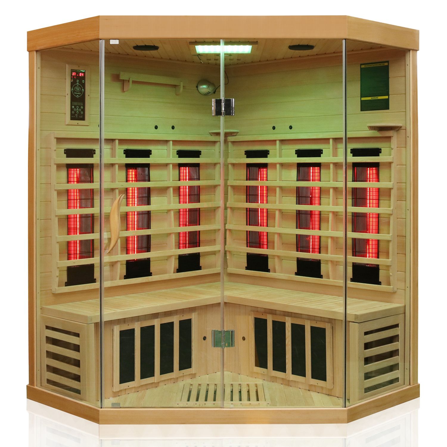 Dewello® Infrarotkabine Infrarotsauna BRANDON 140cm x 140cm inkl. 6 Vollspektrumstrahler, 3 Karbonstrahler, 2 Personen