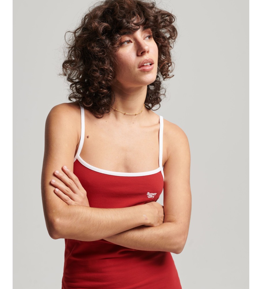 Vestido de malha vermelho vintage com alças finas da Superdry