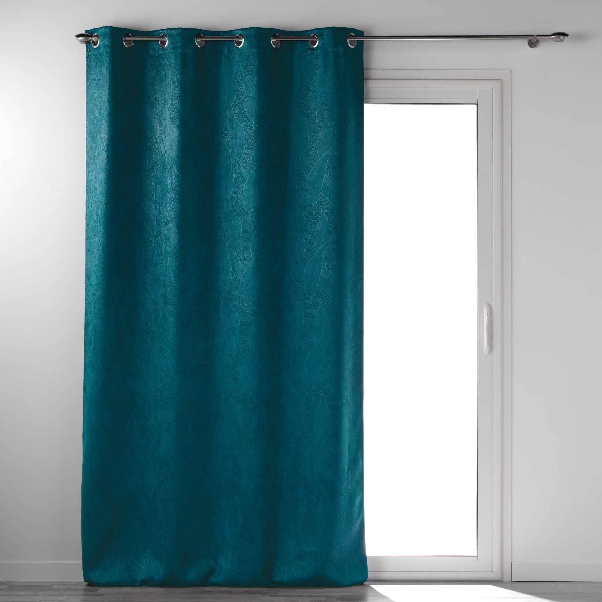RIDEAU OEILLET 135X240CM OCCULTANT VELOURS MELODIE PETROLE