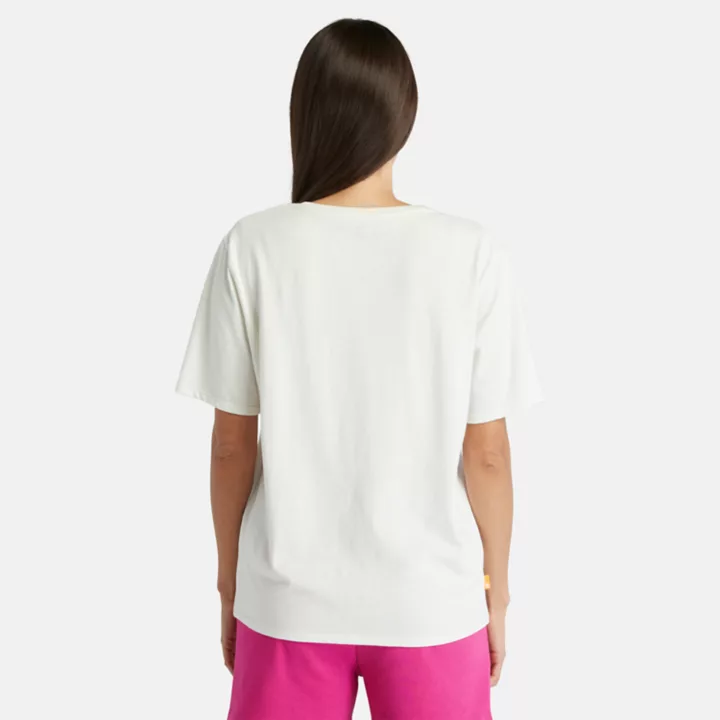 T-shirt avec logo brodé pour femme en blanc