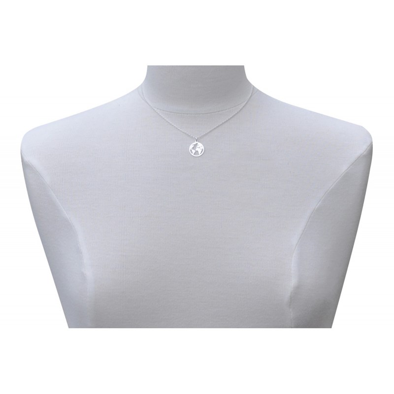 Collier Argent et Pendentif Mappemonde
