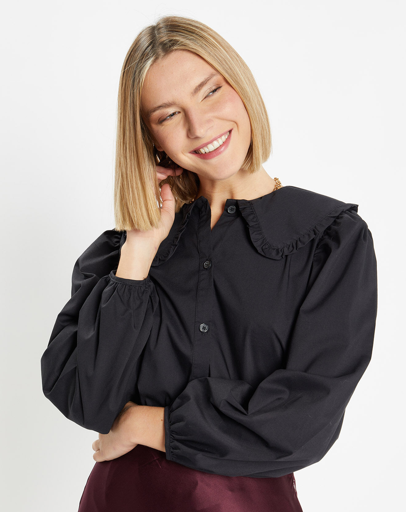 Galeries Lafayette Chemise en popeline de Coton bio Caline noire