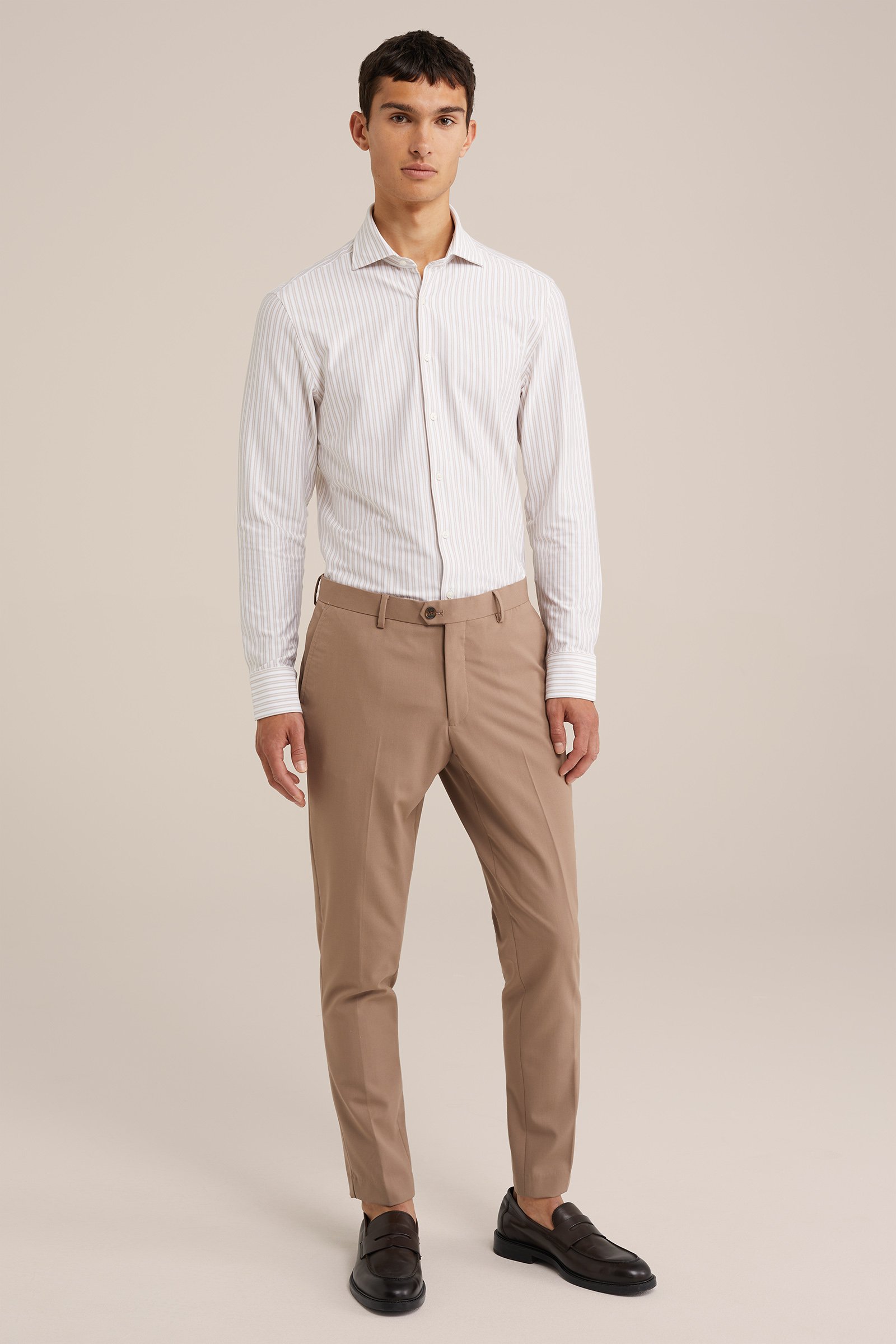 tall fit premium easy-care jersey overhemd WE Fashion Beige