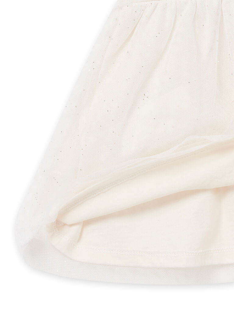Robe à rayures et tulle pailleté écrue bébé fille