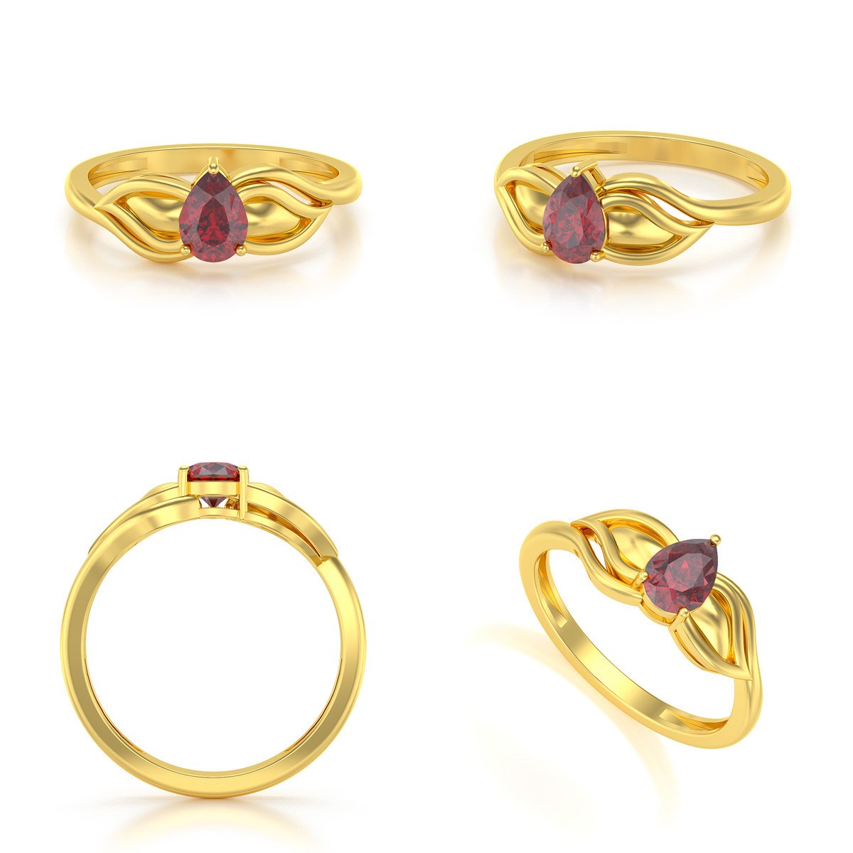 Bague ADEN Solitaire Or 585 Jaune Rubis 1.92grs