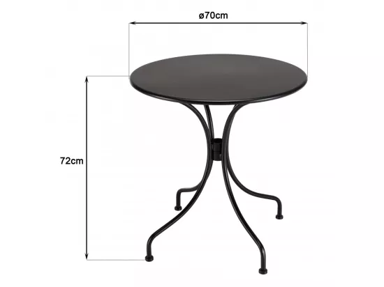 VIANNEY - Salon de jardin 2 personnes en acier - 1 table ronde 70x70cm et 2 chaises en textilène taupe