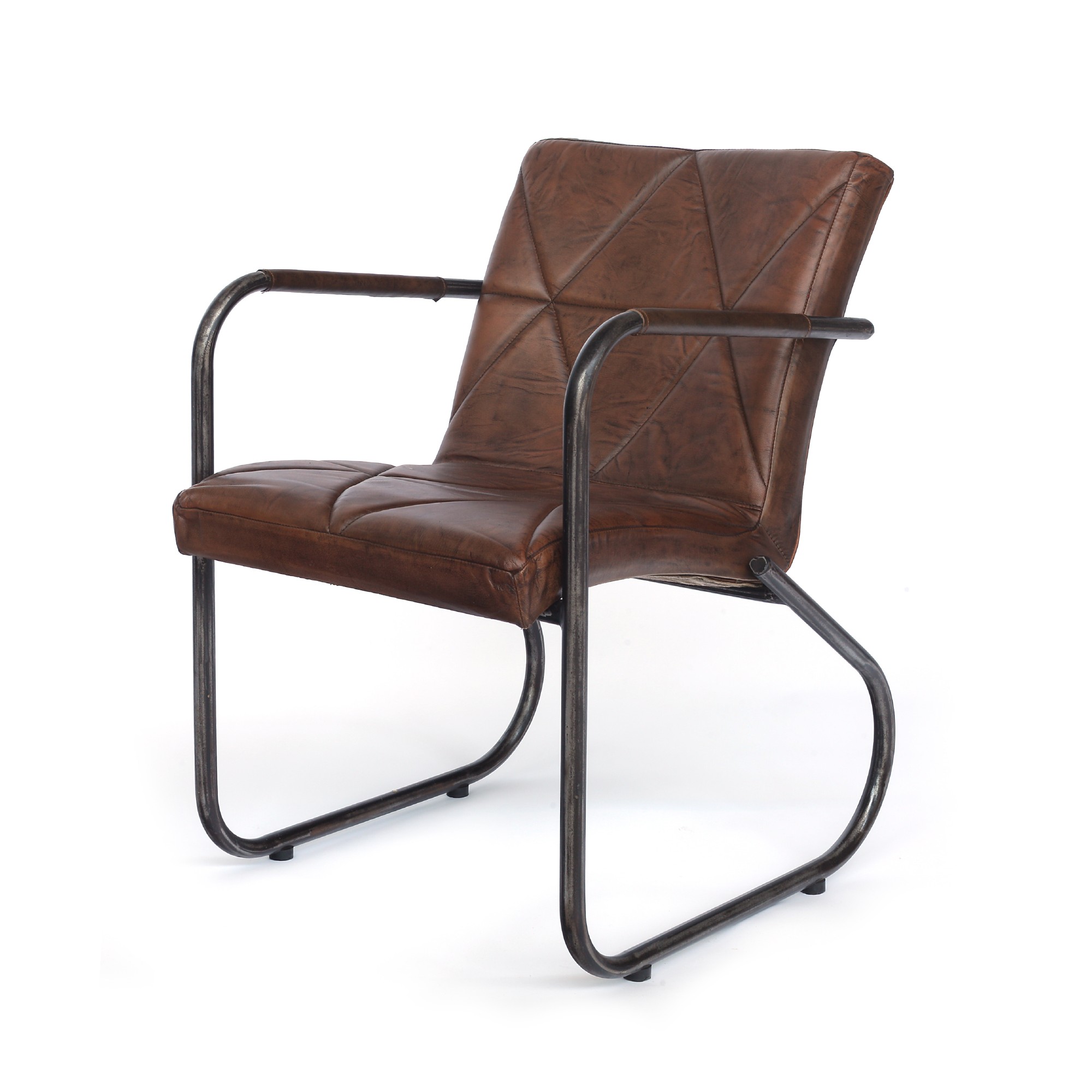 Lederstuhl 'Jess', braun, B 53 cm, L 65 cm, H 80 cm von fischer's lagerhaus