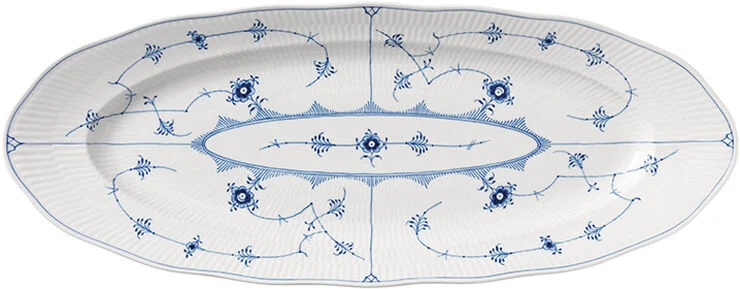 Royal Copenhagen Musselmalet Riflet fad 60 cm Hvid