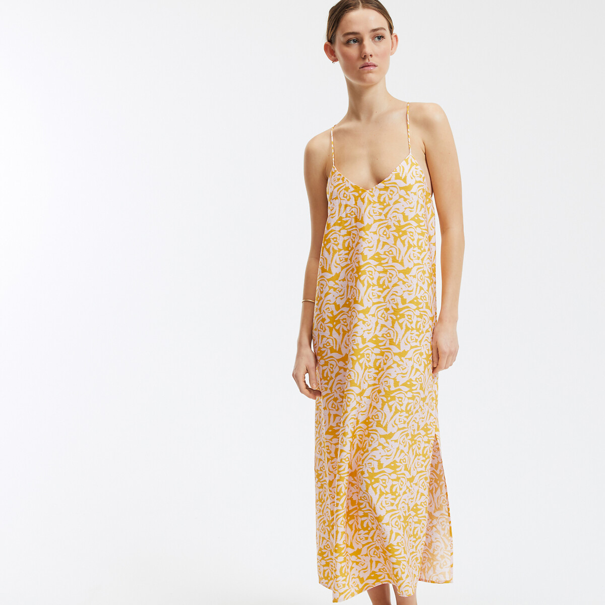 COLEÇÕES LA REDOUTE<br>Vestido longo com alças finas e estampa floral