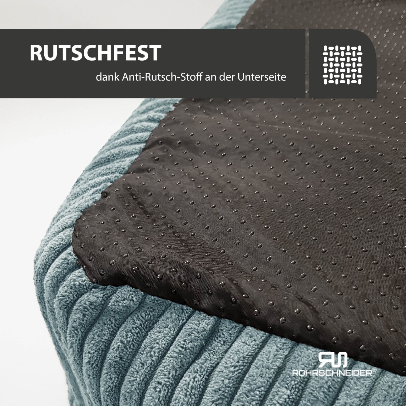 Rohrschneider ® Hundebett waschbar für kleine Hunde mit Hundekissen Cord (ca. 55x42 cm) inkl. Gassibeutel