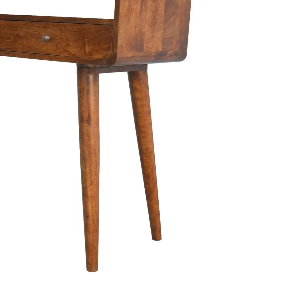 Gebogen Kastanje Sidetable met Open Sleuf