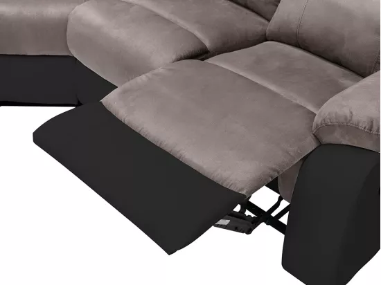 Canapé d'angle relax gris et noir en microfibre et simili TOLZANO