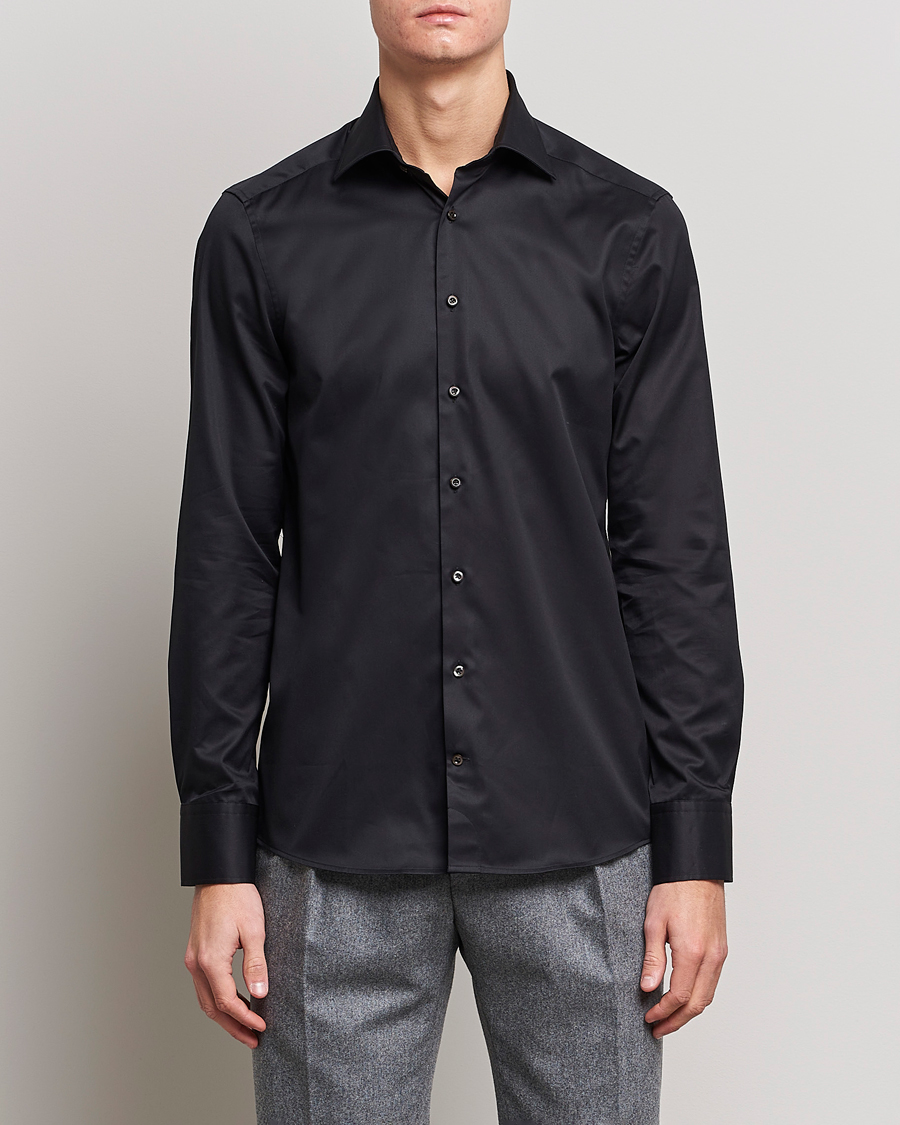 Stenströms Slimline Cut Away Shirt Black