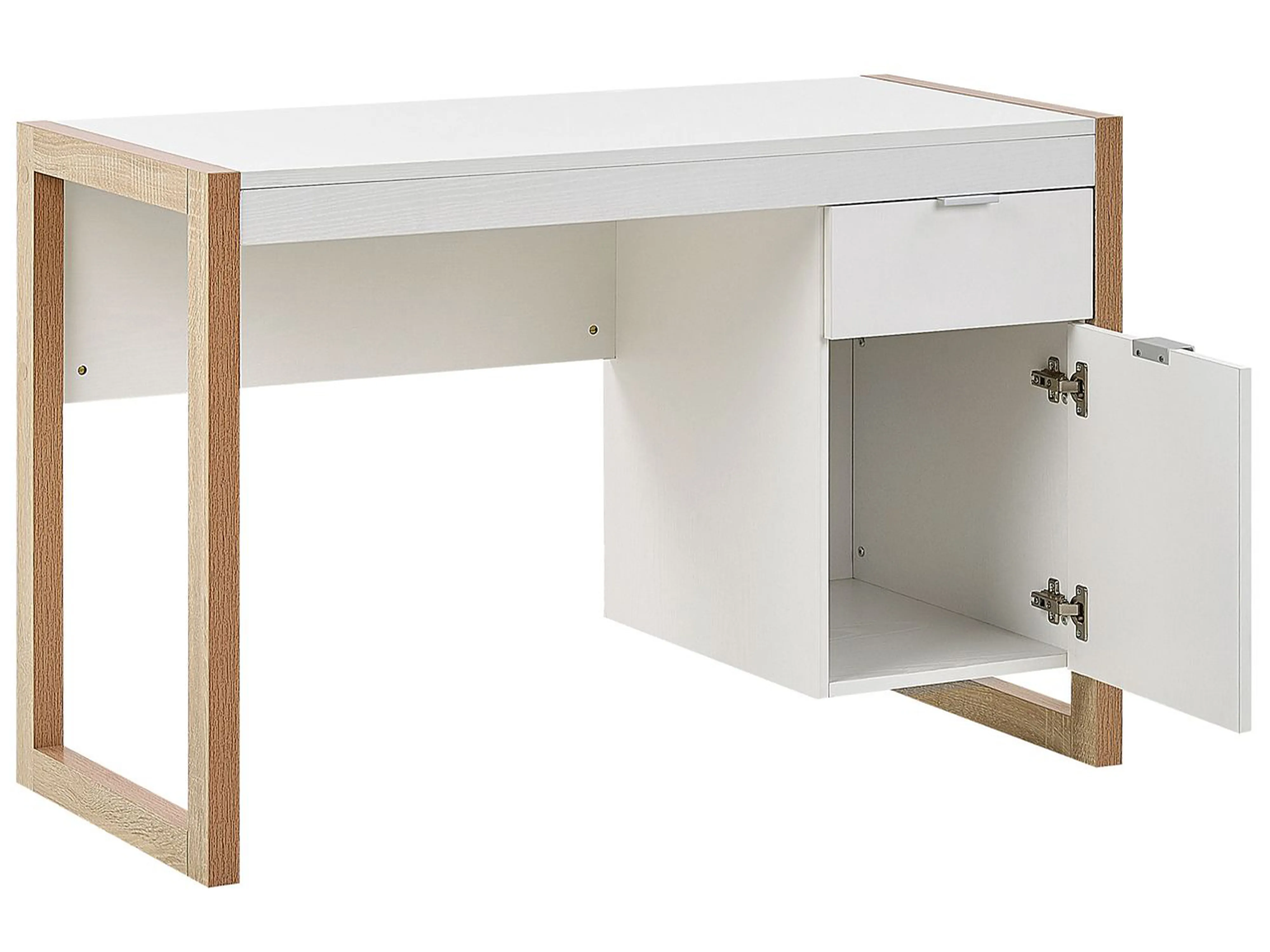 Bureau JOHNSON Bruin/wit 112 cm 50 cm met opbergruimte