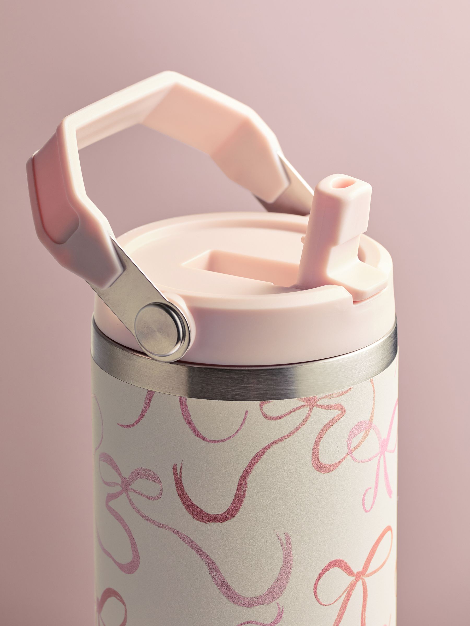 900ml Stainless Steel Bow Print Water Bottle