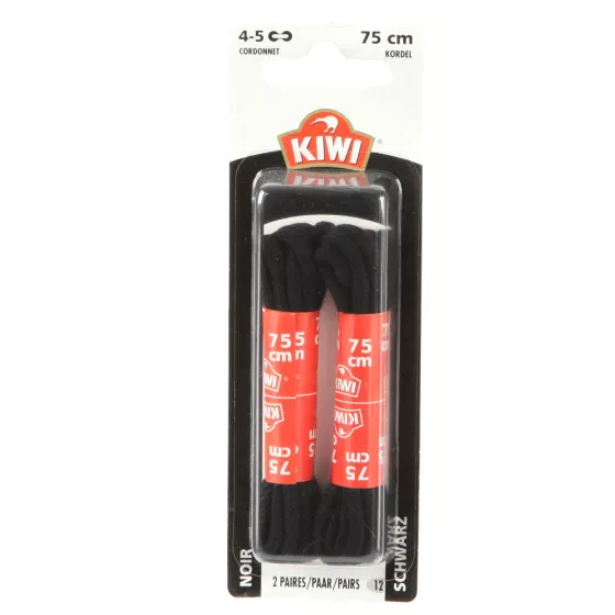Lacets cordonnet 75 cm noirs KIWI