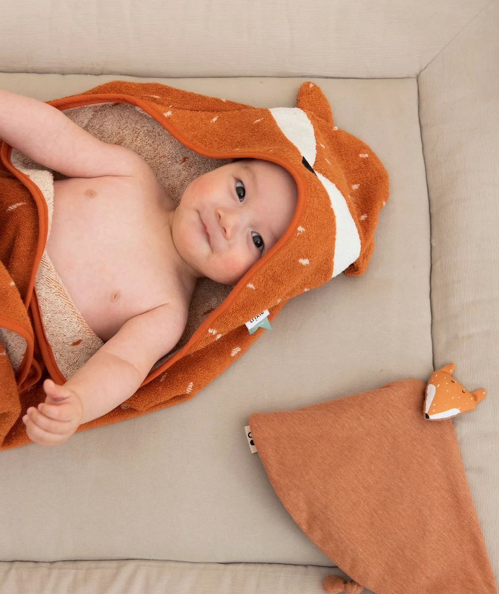 TRIXIECAPE DE BAIN CAMEL RENARD EN COTON BIO BÉBÉ