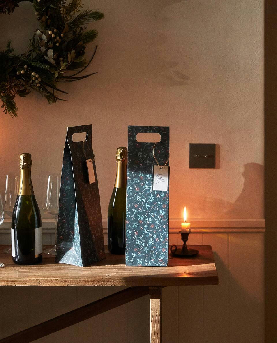 SACOLAS DE PRESENTE DE VINHO DE NATAL (PACOTE COM 2)