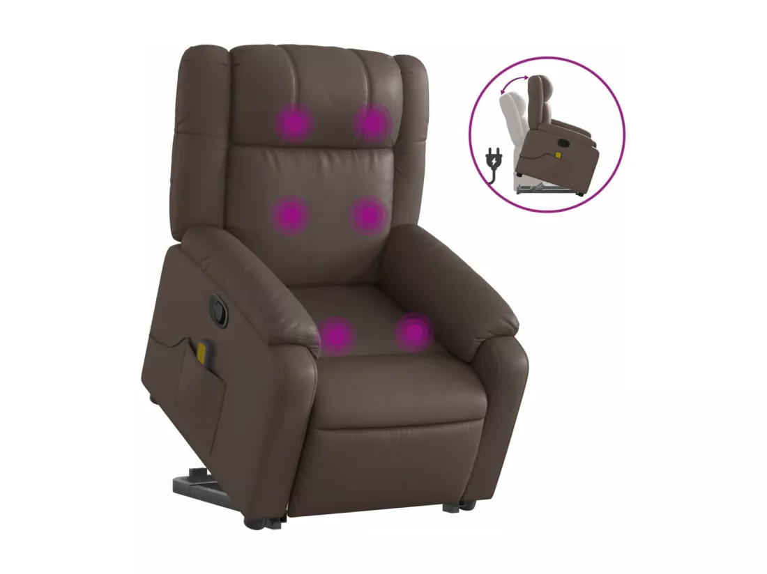 Fauteuil inclinable massant Marron Similicuir