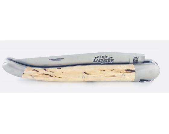 Laguiole Tradition 12 cm - 2 mitres - Bouleau Madré Couteau de Poche Forge de Laguiole