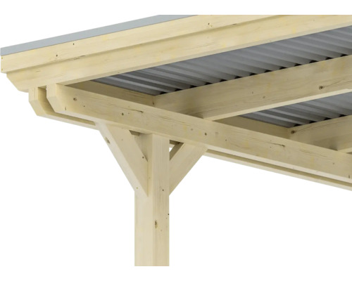 SKAN HOLZ Emsland dubbele carport 613x604 cm met natuurlijk aluminium dak