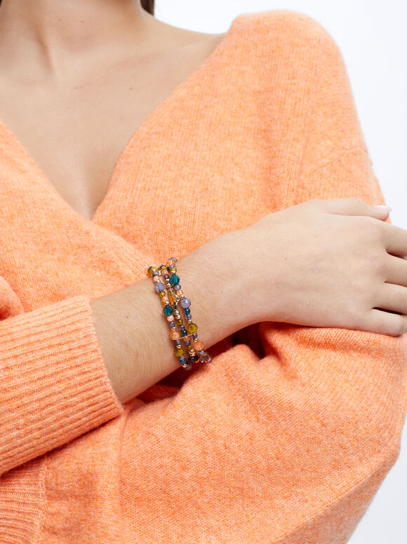 Pulseira elástica com pedra - Multicolorida