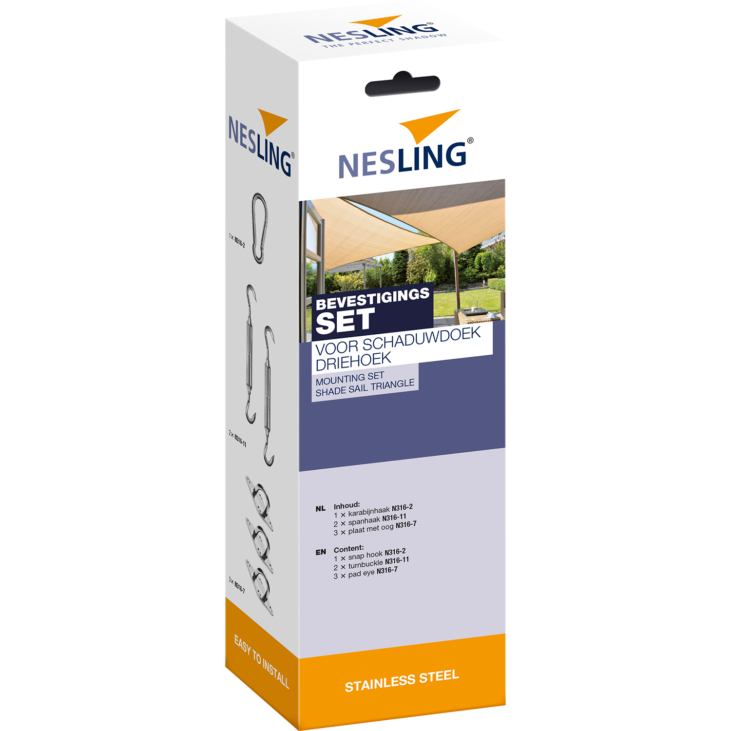 Nesling driehoek schaduwdoek bevestigingsset