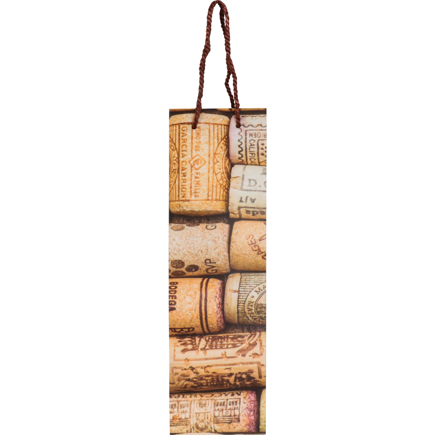 Tas, Cork, Papier, met koord, 10x9x38cm, wijnflestas,