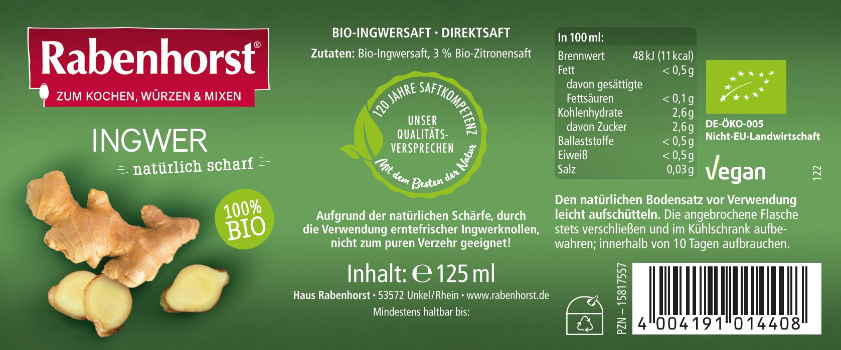 Rabenhorst Ingwer BIO Mini
