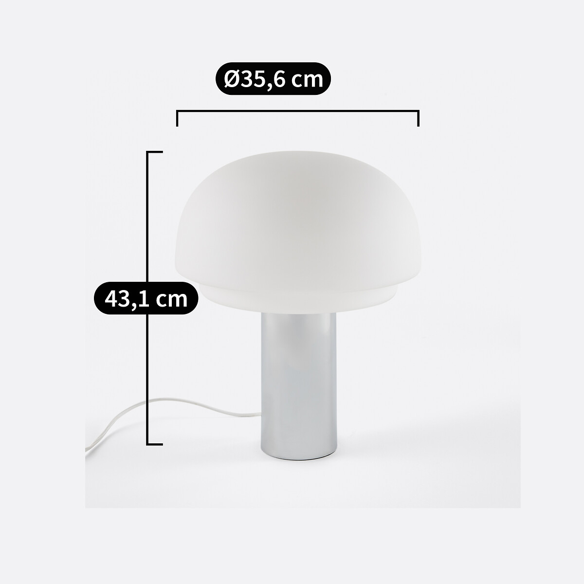LA REDOUTE INTERIEURS<br>Luminária opalescente e estrutura de ferro cromado H43.1, Agathilda