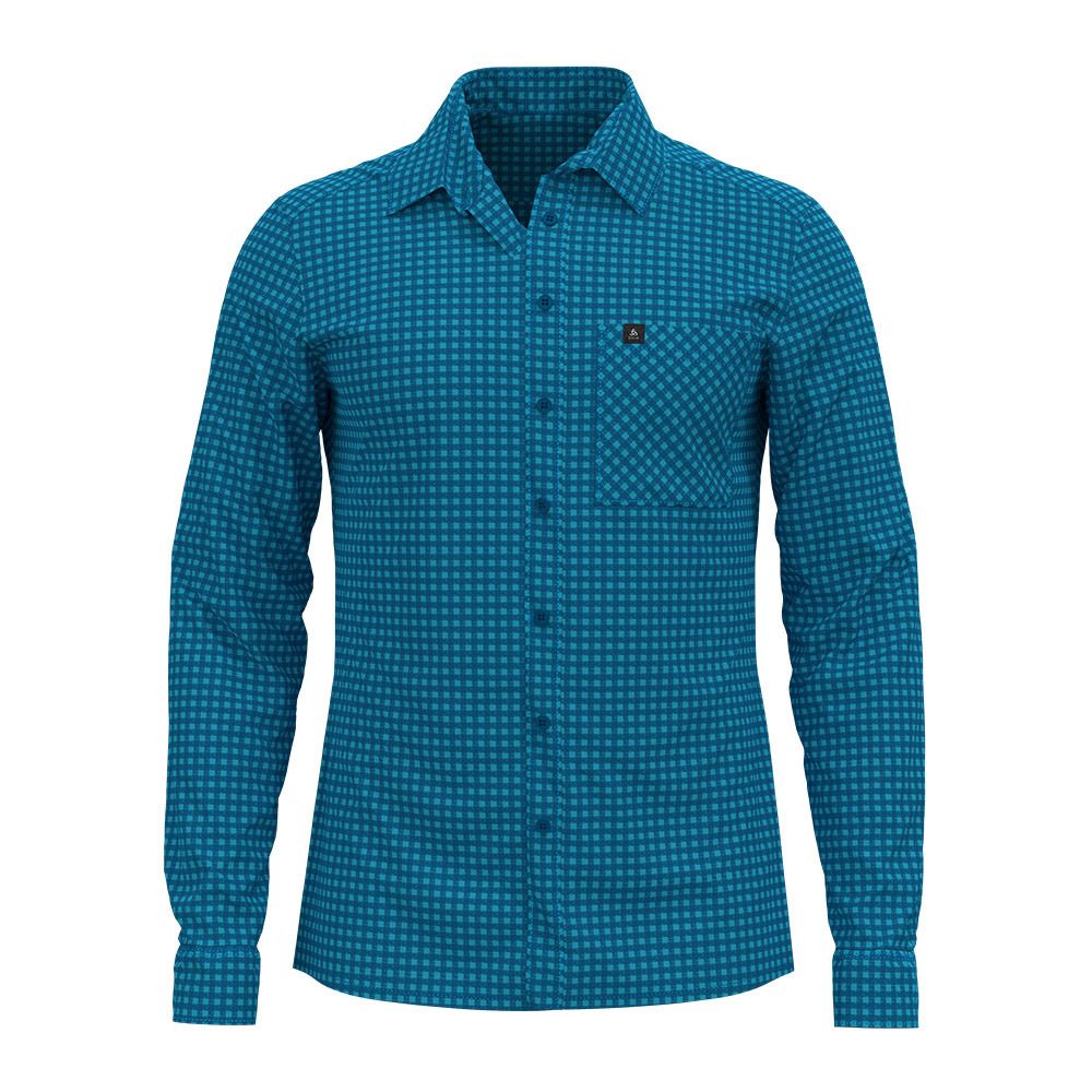 Odlo NIKKO CHECK - Chemise Homme mykonos blue/horizon blue