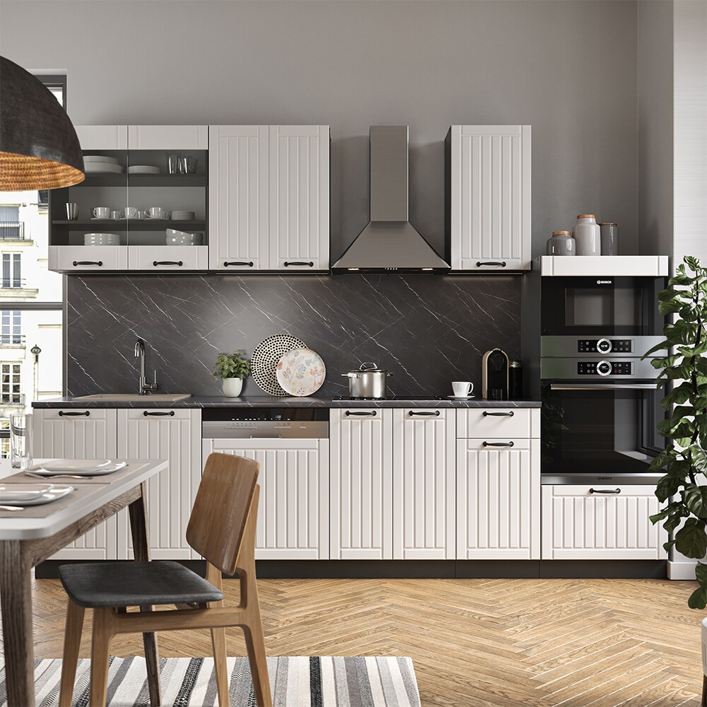 Vicco Küche Fame-Line 240 cm Küchenzeile Landhaus Küchenblock Einbau Anthrazit