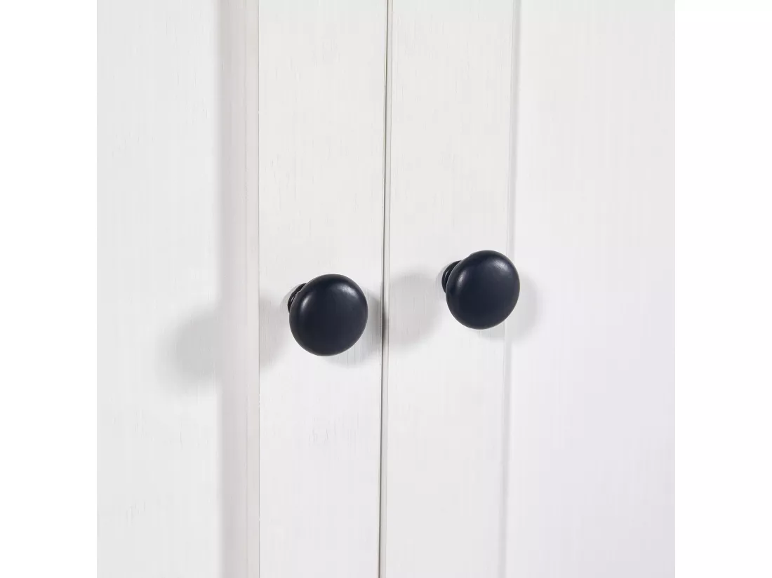 Ilot central de cuisine avec 4 portes - Plateau extensible - 118(180)x46x94 cm - Blanc+naturel
