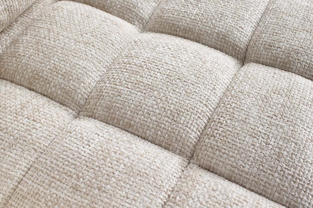 Design Sofa COZY VELVET 220cm beige Chenille Federkern 3-Sitzer mit goldener Kappe