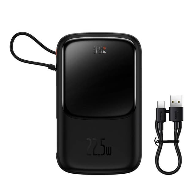 Powerbank Baseus Qpow PRO med kabel, 10000mAh, 22,5W (sort)