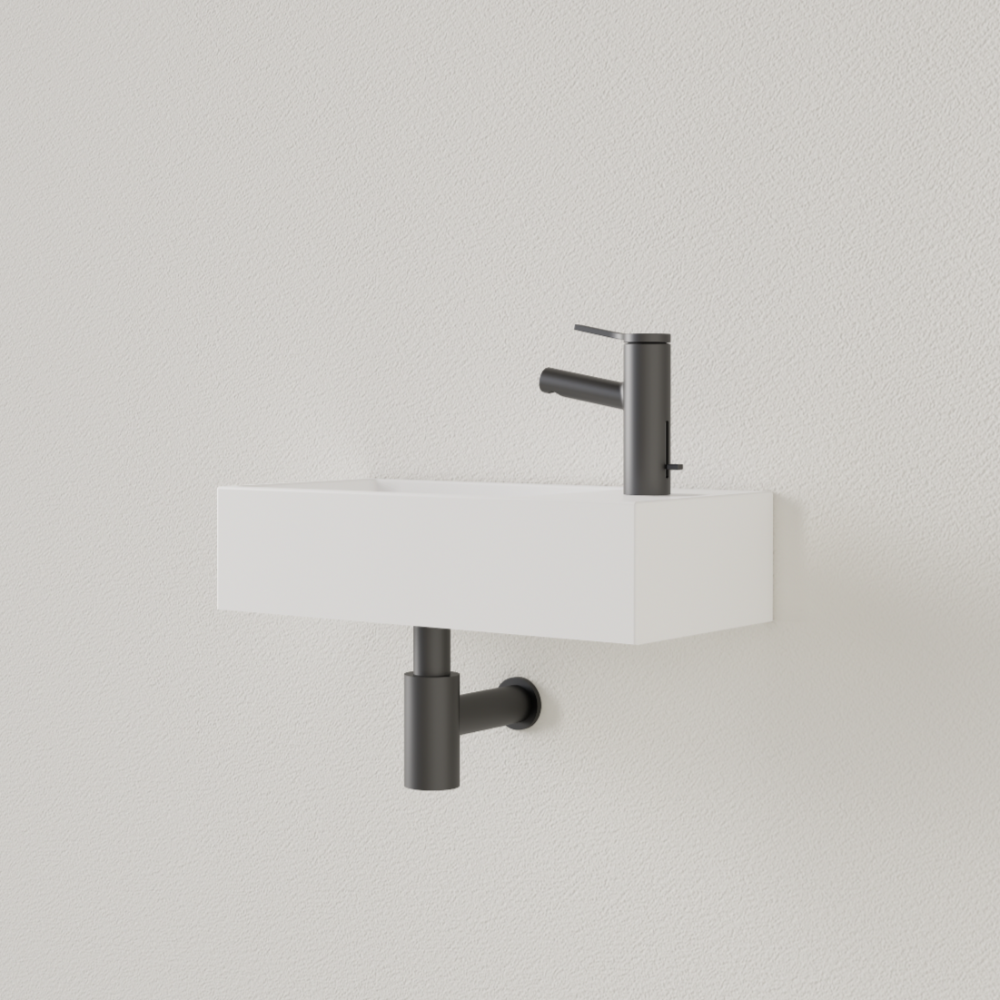Sanigoods Nano fontein rechts wit mat met kraangat 36x18cm