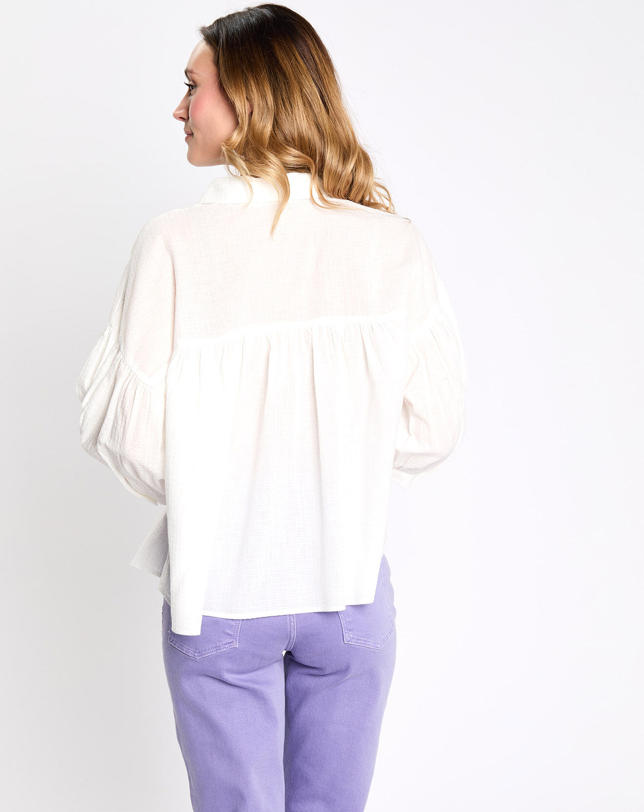Esprit Chemise bouffante gauffrée blanche