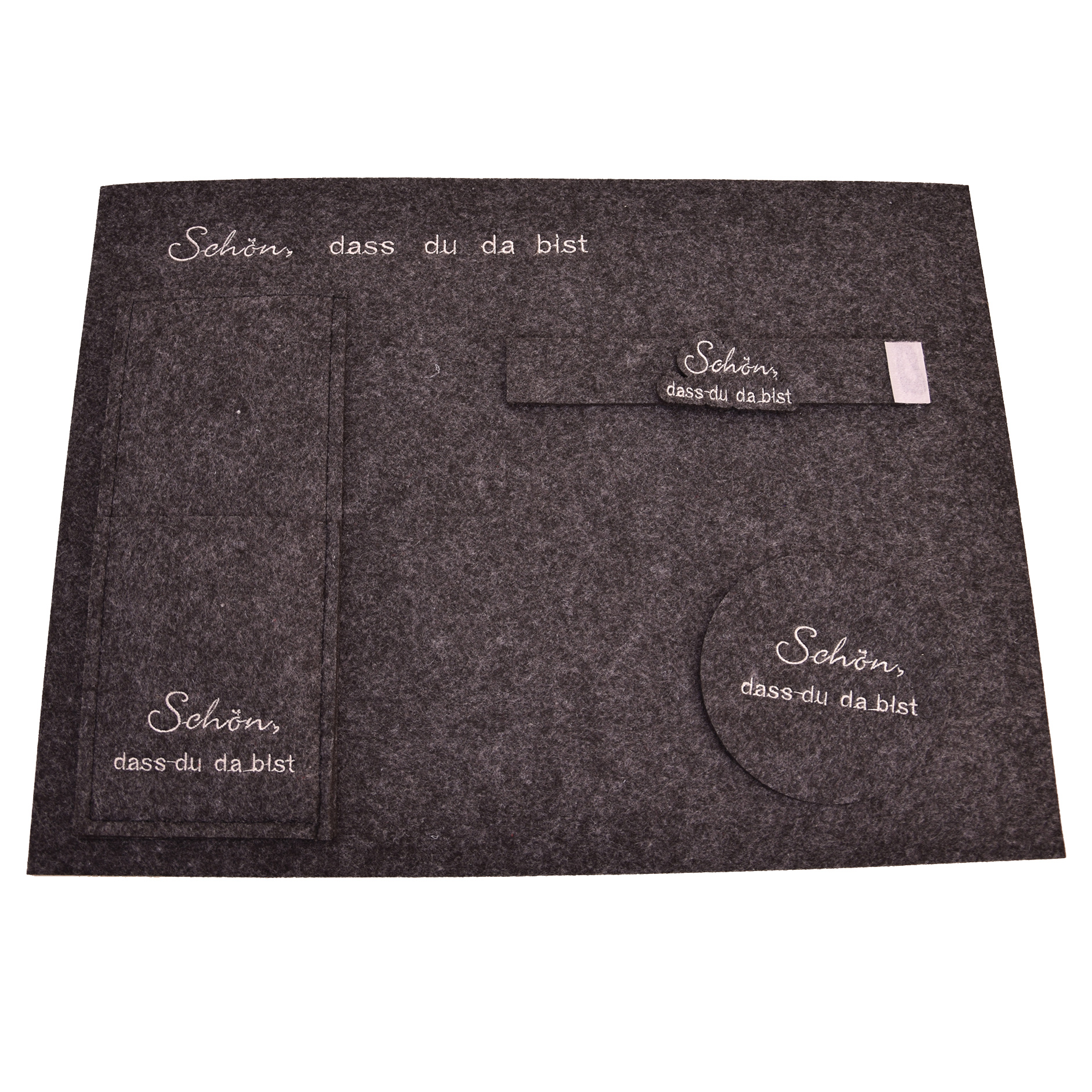 4-teiliges Filz-Platzset - Schön, dass du da bist - 40x30 cm