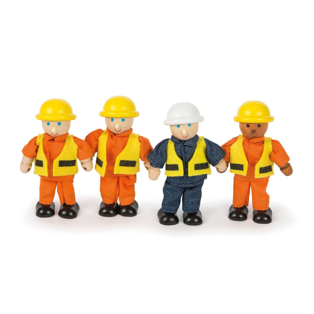 Figurines en bois bâtisseurs