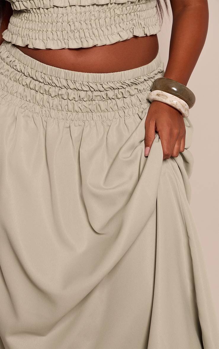Vert Sauge Jupe Maxi À Pois Grande Taille Coordonnée