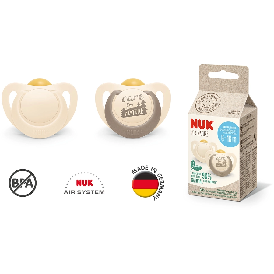 NUK Schnuller For  Nature Latex 6-18 Monate, beige im 4er-Set