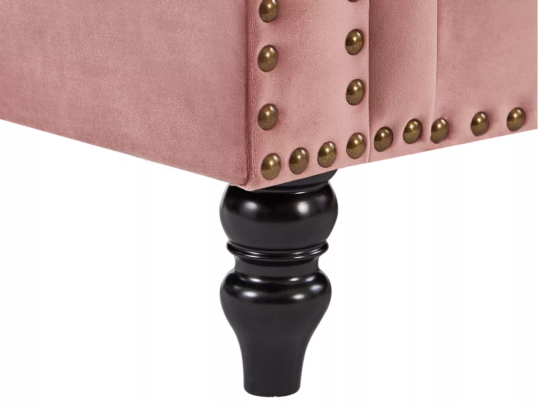 Canapé d'angle réversible en velours vieux rose TURNER