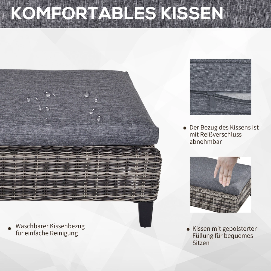 Outsunny Gartenliege mit Kissen grau
