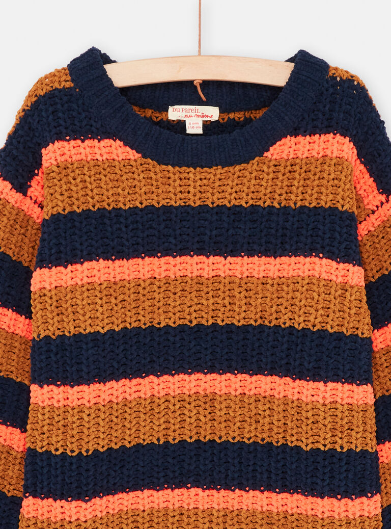 Pull multicolore à imprimé à rayures garçon