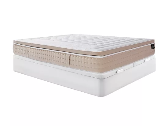 Ensemble 180 x 200 cm sommier coffre blanc + matelas hybride ressorts ensachés 7 zones et gel à mémoire de forme rafraichissant ép.30cm - NAZILI de YSMÉE